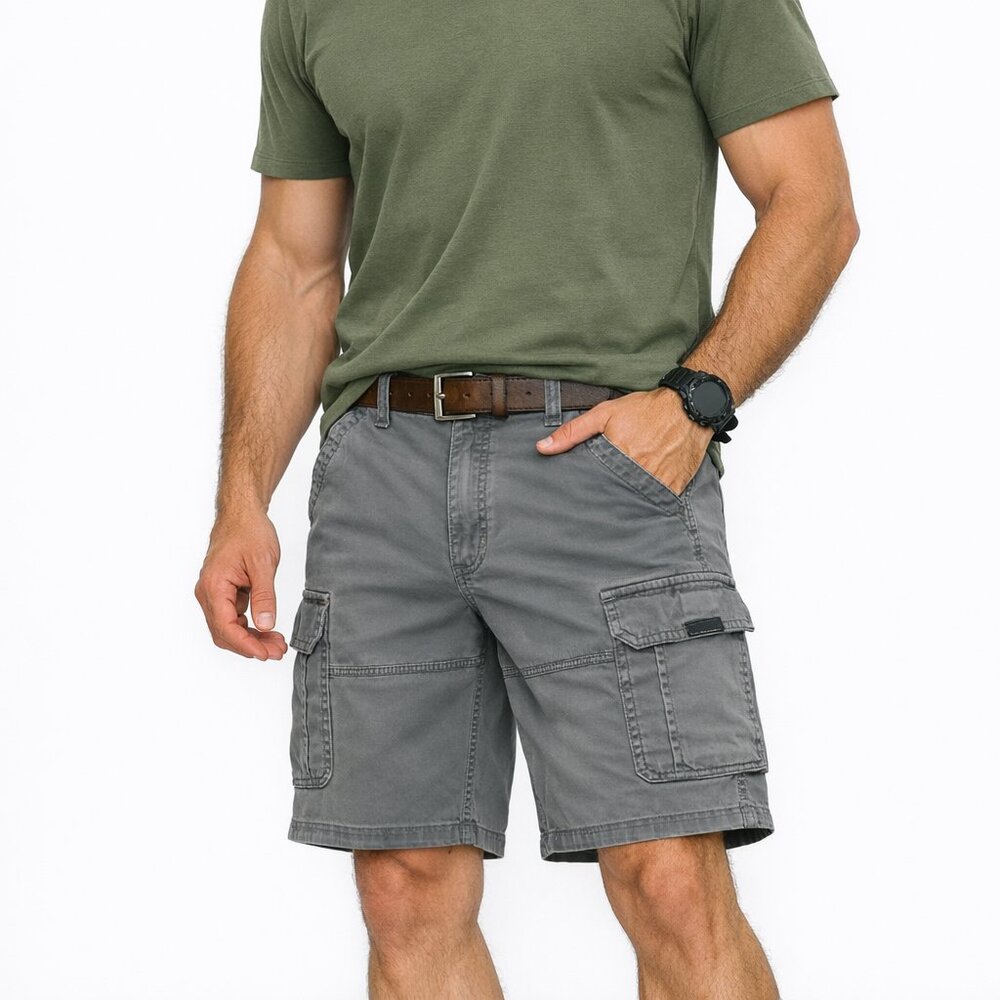 Wrangler Gray Cargo Shorts Men's 44 Regular | Utility Pockets Casual